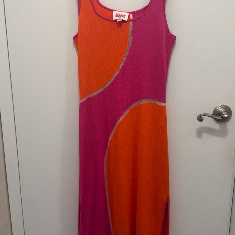 SOLID & STRIPED Pink and Orange Kimberly Sleeveless Maxi Dress